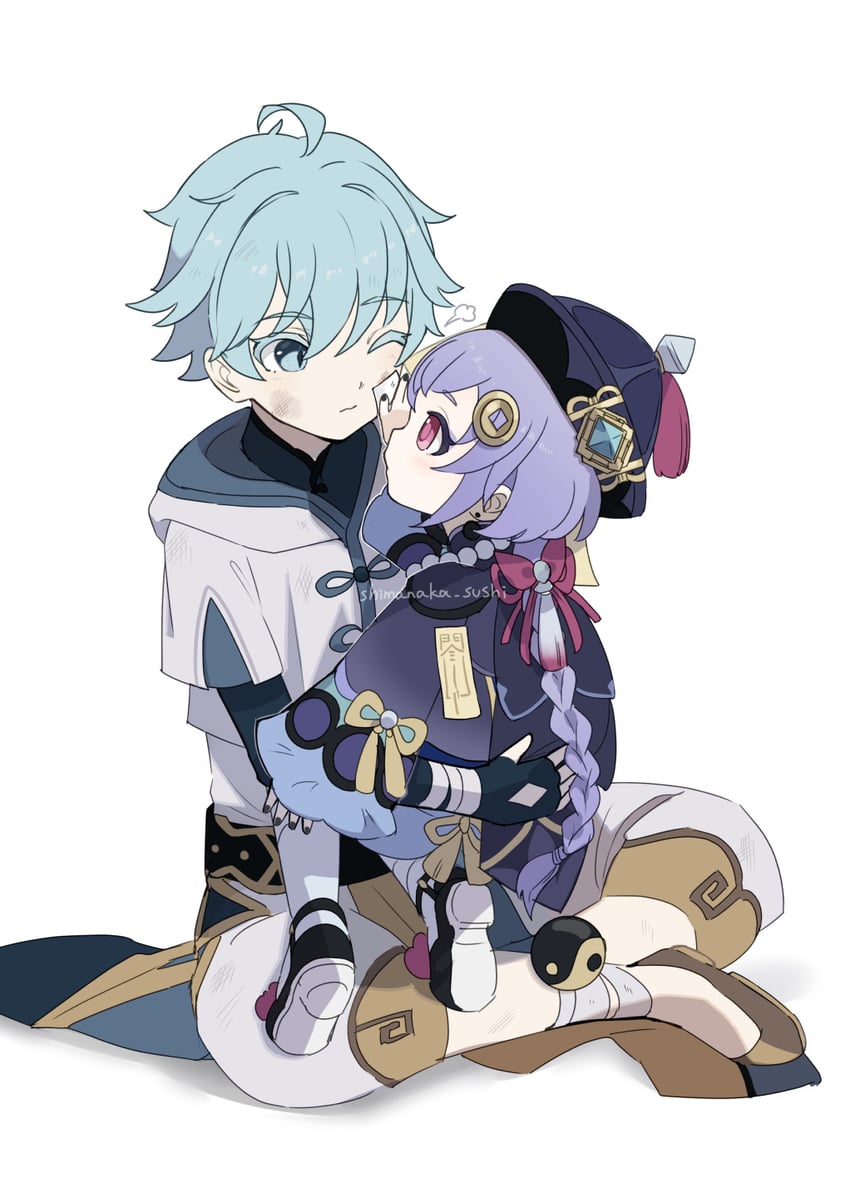 qiqi and chongyun (genshin impact) drawn by shimanaka_(shimanaka_sushi)