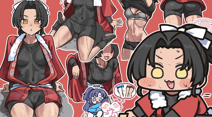 sensei, yuuka, doodle sensei, and rickshaw student (blue archive) drawn by jazz_jack