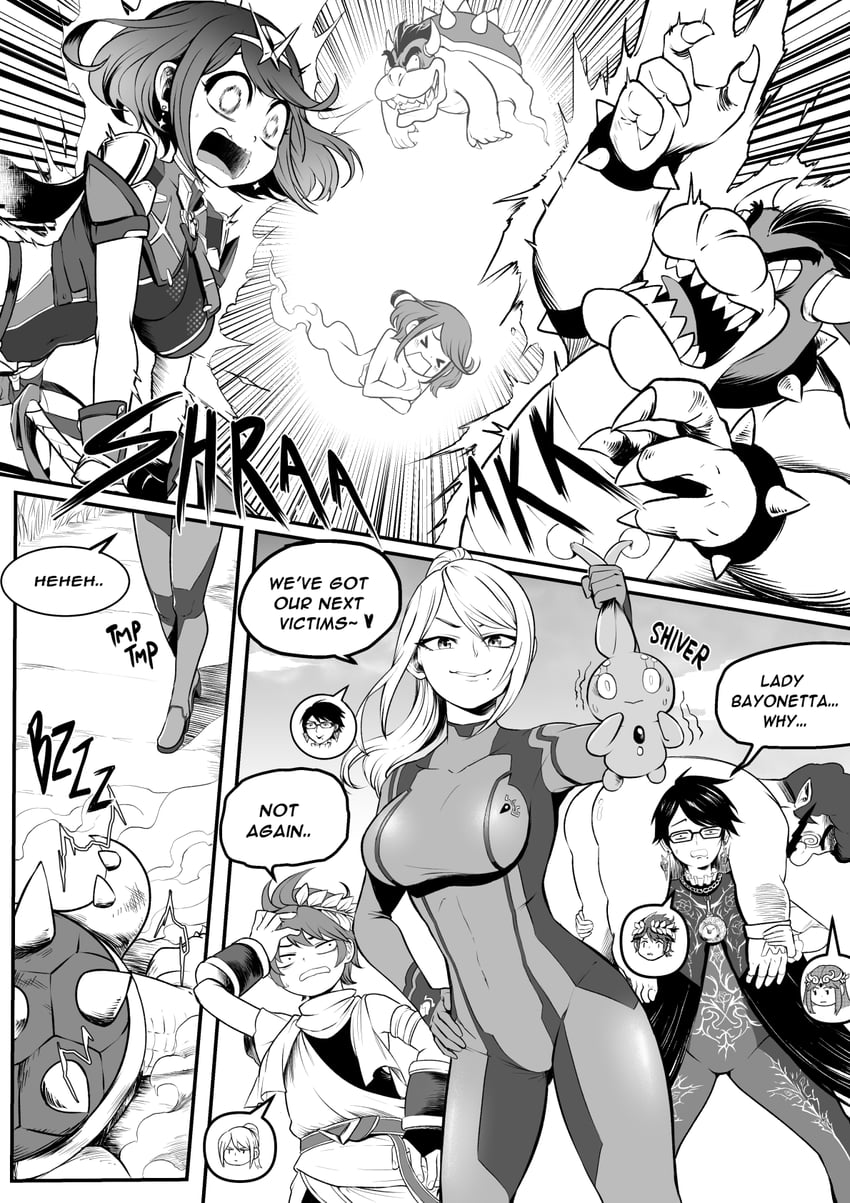 pyra, samus aran, palutena, pit, bowser, and 3 more (pokemon and 8 more) drawn by ravenhart