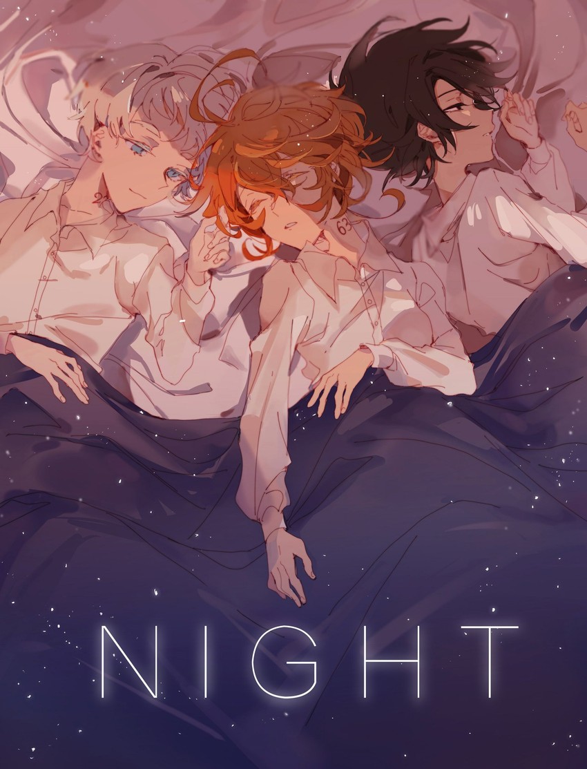emma, norman, and ray (yakusoku no neverland) drawn by m_omoo