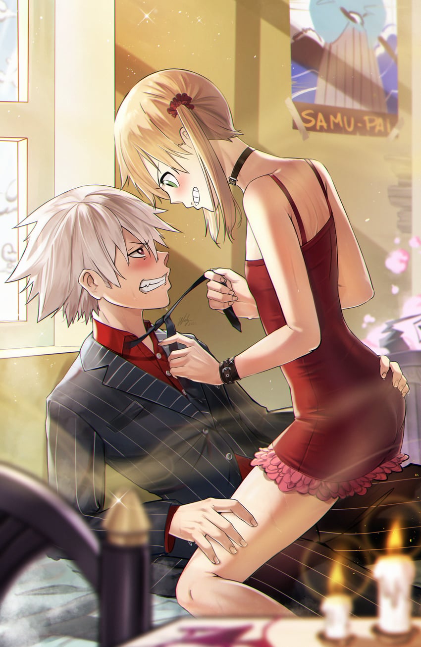 maka albarn and soul evans (soul eater) drawn by waligner