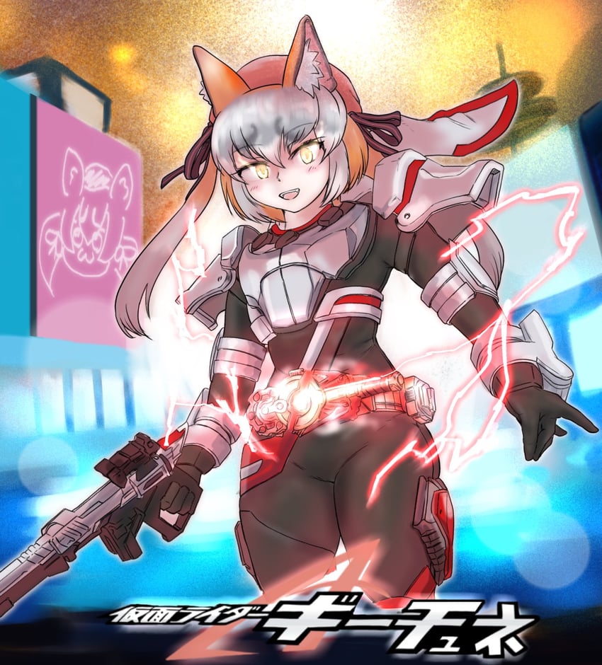 island fox, kamen rider geats, and kanihai (kemono friends and 3 more) drawn by saja_(166j357)