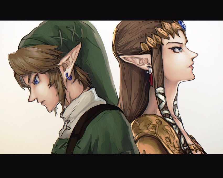 link and princess zelda (the legend of zelda and 1 more) drawn by bibabunie