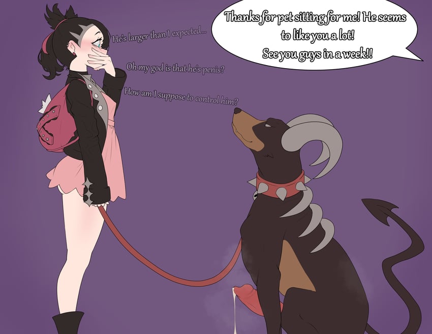 marnie and houndoom (pokemon and 1 more) drawn by byme_(bymetalala)