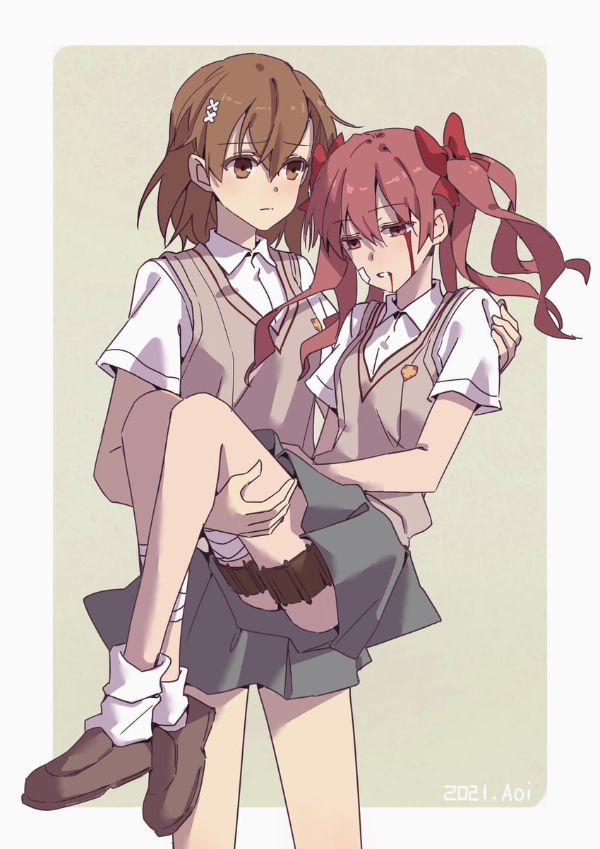 misaka mikoto and shirai kuroko (toaru majutsu no index and 1 more) drawn by huakuiliehuo