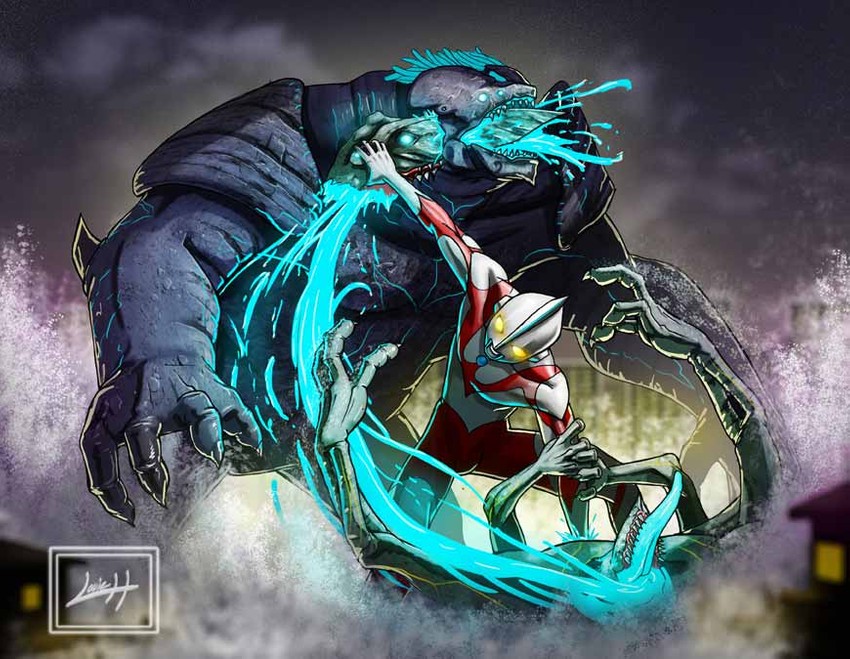 ultraman, knifehead, and leatherback (ultra series and 2 more) drawn by louie_h