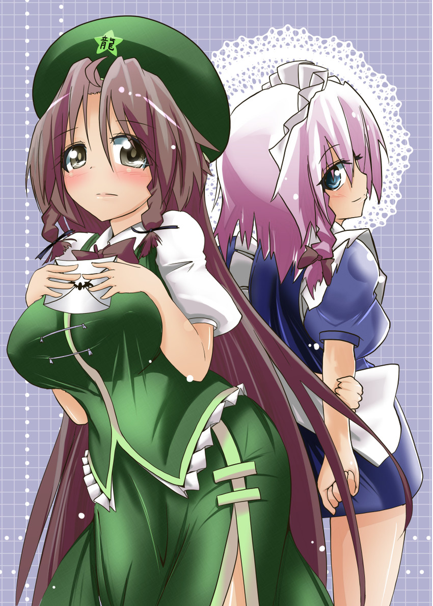 izayoi sakuya and hong meiling (touhou) drawn by akure_ekuto