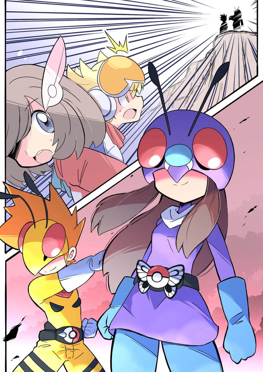 selene, blue oak, leaf, barry, butterfree, and 1 more (pokemon and 2 more) drawn by rascal_(feuille)
