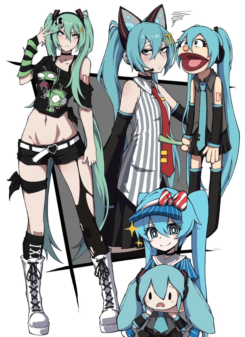 hatsune miku and gir (vocaloid and 4 more) drawn by kekel
