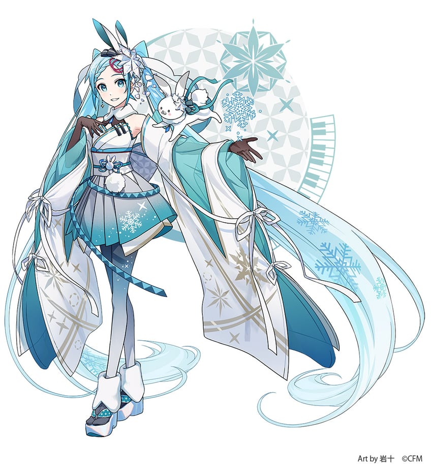hatsune miku, yuki miku, and rabbit yukine (vocaloid) drawn by iwato1712