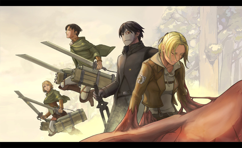 levi, annie leonhart, hei, and petra ral (shingeki no kyojin and 1 more) drawn by heiispoon