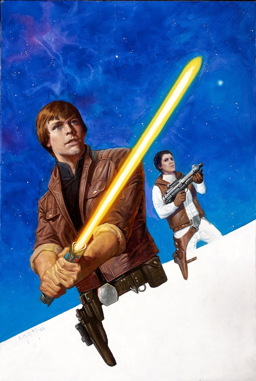 princess leia, luke skywalker, carrie fisher, and mark hamill (star wars) drawn by erik_gist