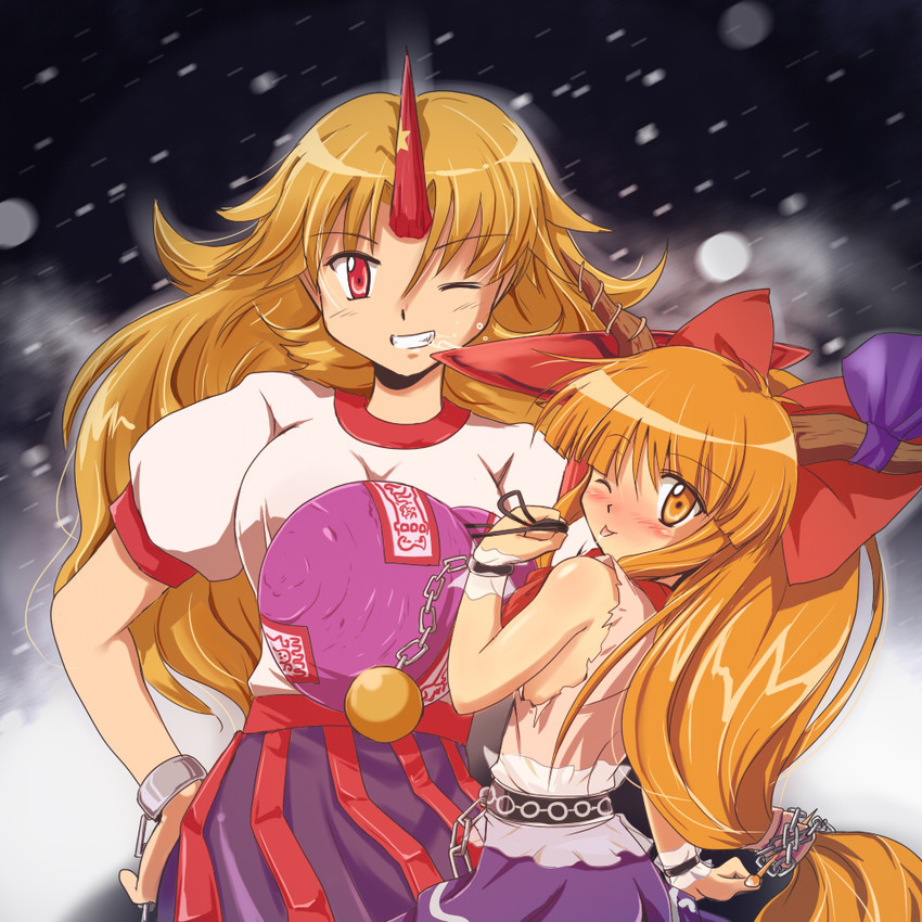 ibuki suika and hoshiguma yuugi (touhou) drawn by flx