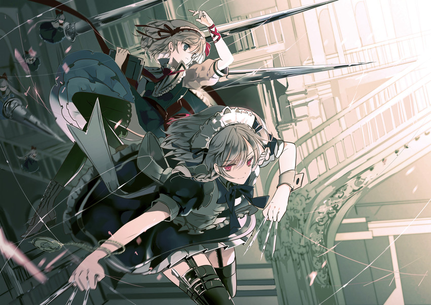 izayoi sakuya, alice margatroid, and shanghai doll (touhou and 1 more) drawn by cierra_(ra-bit)