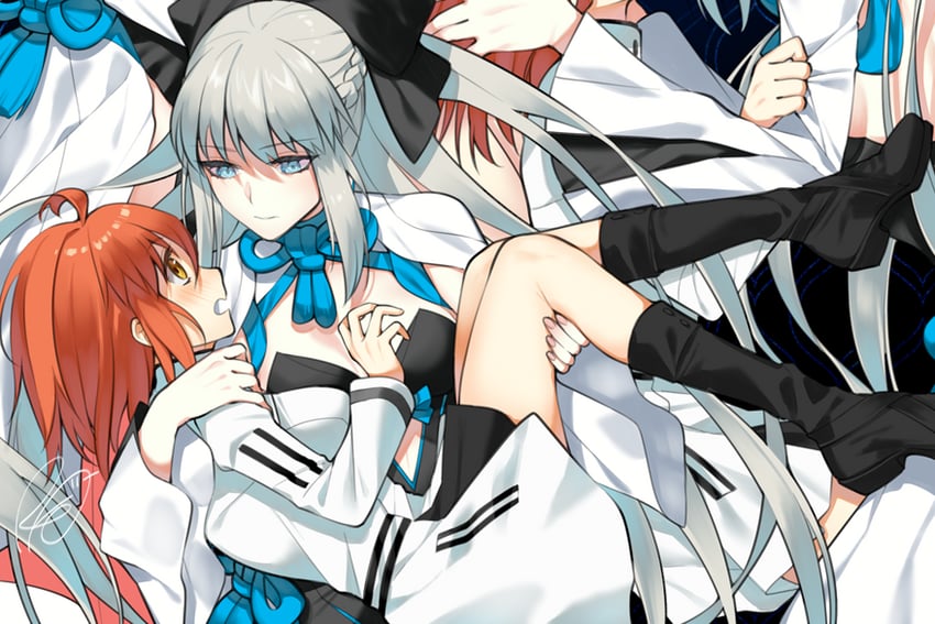 fujimaru ritsuka and morgan le fay (fate and 1 more) drawn by rkp