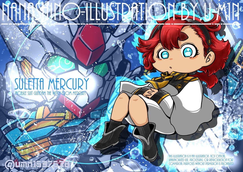 suletta mercury and gundam aerial (gundam and 2 more) drawn by kingguyver