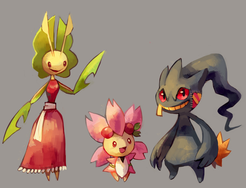 banette, cherrim, and leavanny (pokemon and 1 more) drawn by glitchedpuppet