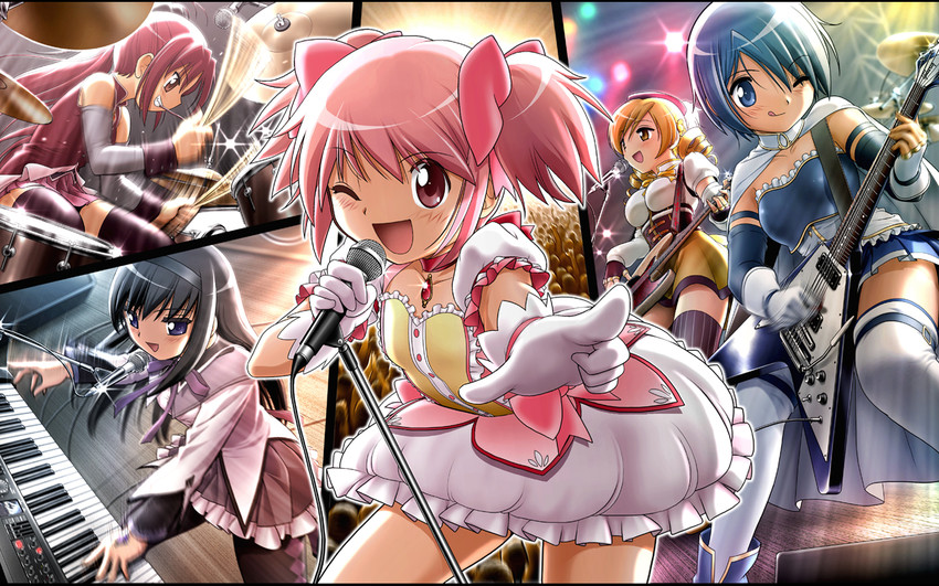 akemi homura, kaname madoka, miki sayaka, sakura kyoko, and tomoe mami (mahou shoujo madoka magica) drawn by shingyouji_tatsuya