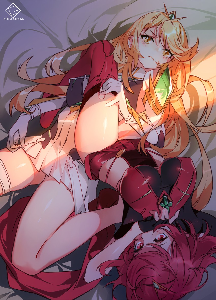 pyra and mythra (xenoblade chronicles and 1 more) drawn by grandia_lee