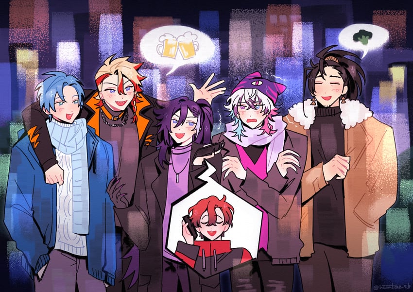 gavis bettel, machina x flayon, regis altare, axel syrios, banzoin hakka, and 2 more (holostars and 1 more) drawn by hiimtae_sb