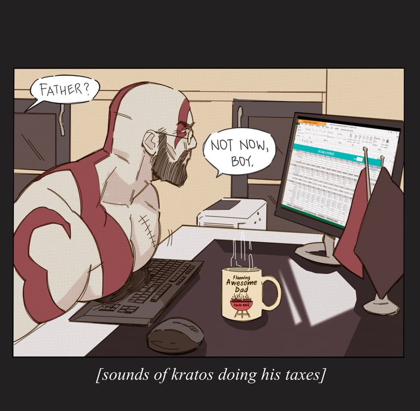 kratos (god of war and 1 more) drawn by ives_navarro
