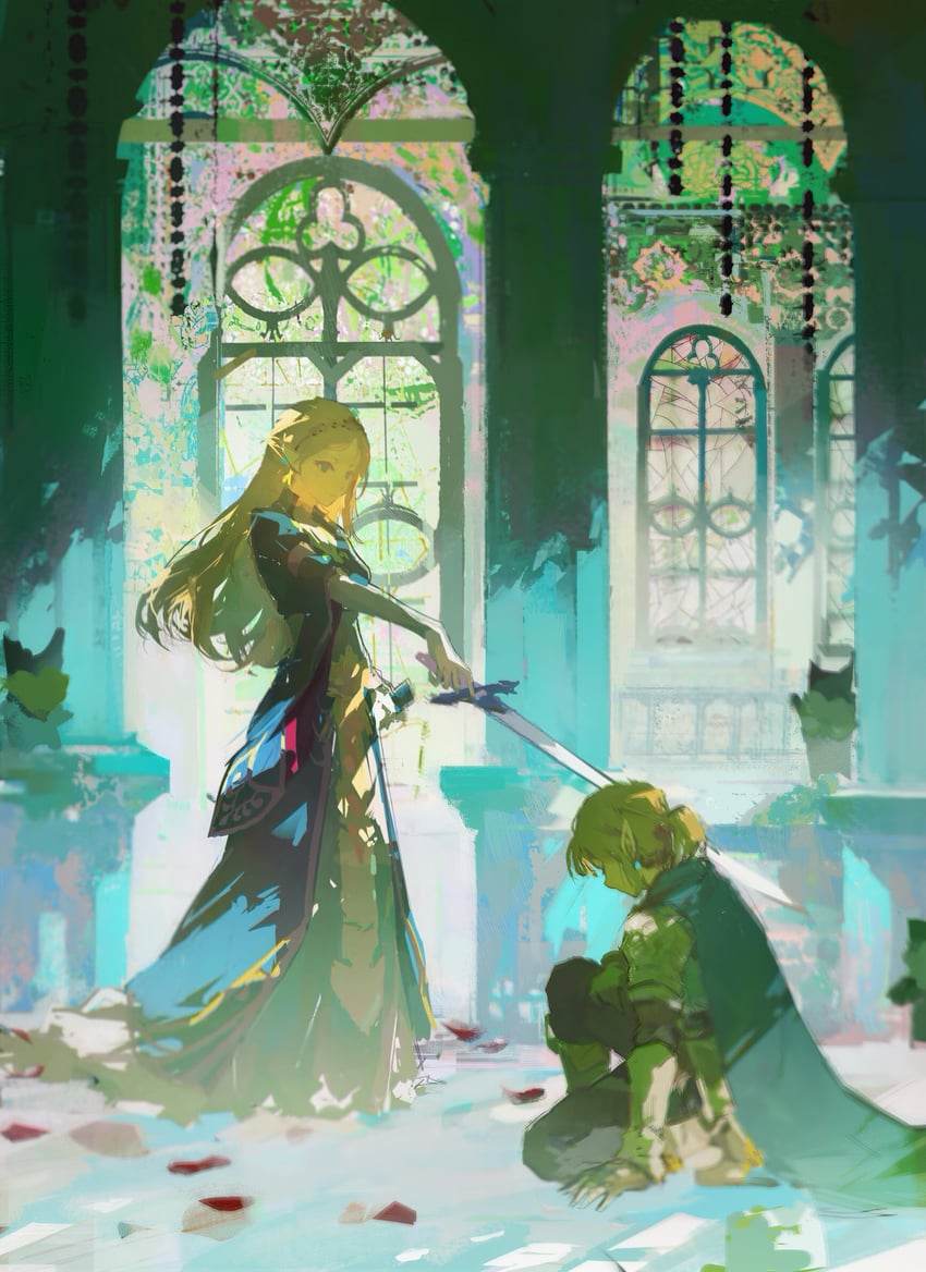 link, princess zelda, and korok (the legend of zelda and 1 more) drawn by zzz_(orchid-dale)