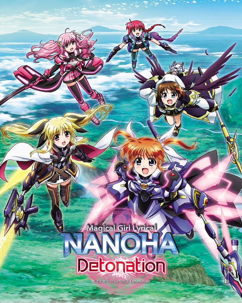 fate testarossa, takamachi nanoha, yagami hayate, raising heart, reinforce zwei, and 6 more (lyrical nanoha and 1 more) drawn by hashidate_kana