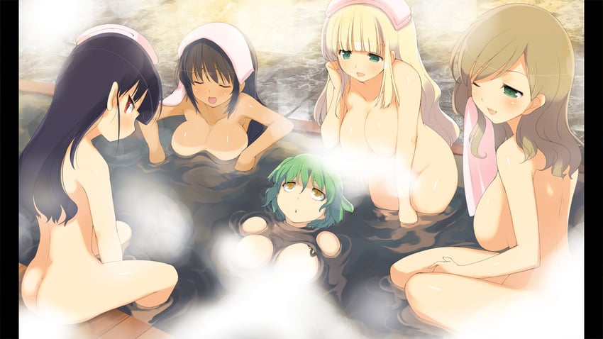 hikage, homura, yomi, haruka, and mirai (senran kagura and 1 more) drawn by yaegashi_nan