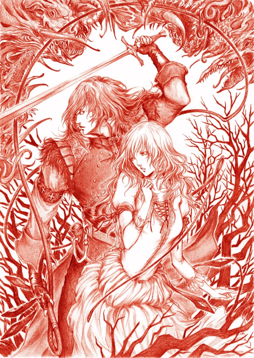 simon belmont and serena (castlevania and 1 more) drawn by daburoku