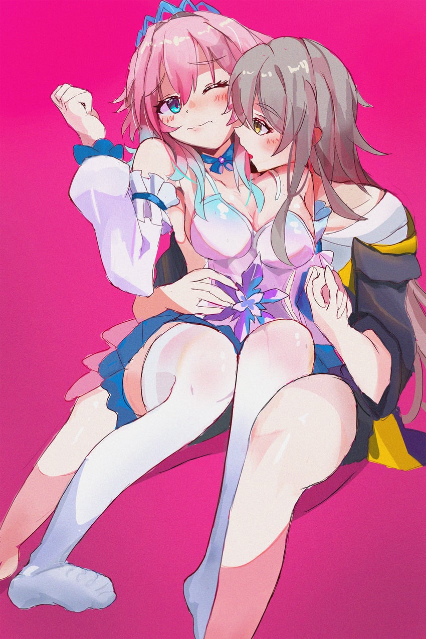 trailblazer, stelle, and march 7th (honkai and 1 more) drawn by maiko_(aeriamike)