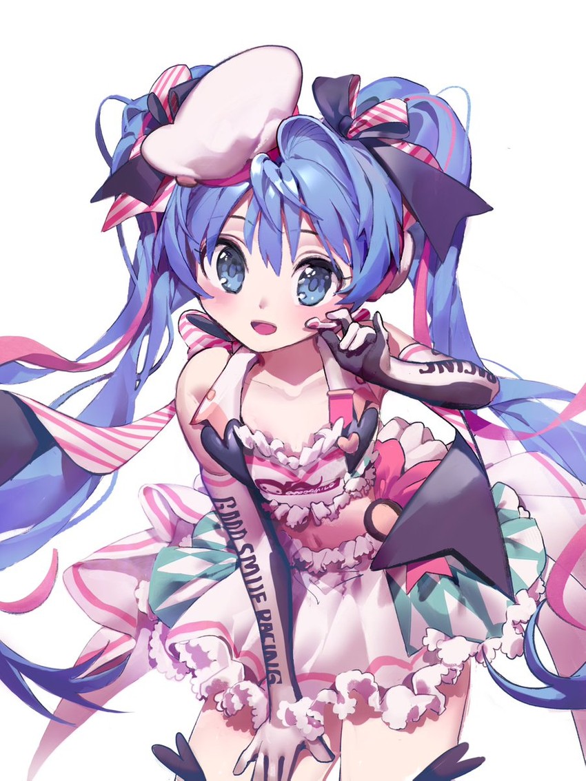 hatsune miku and racing miku (vocaloid and 1 more) drawn by vivinos