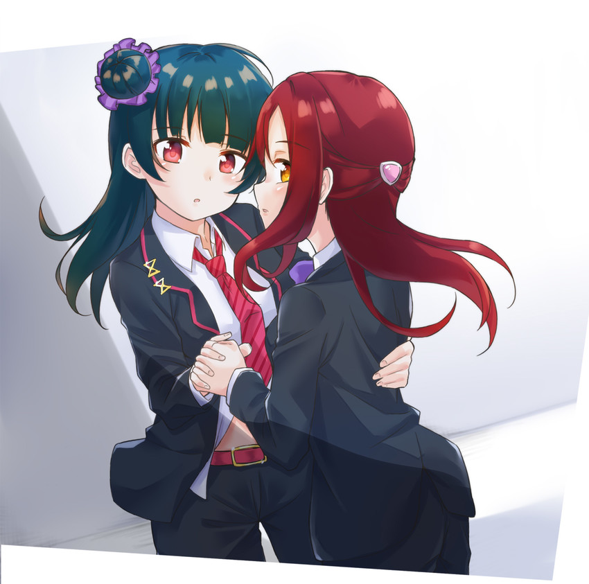 tsushima yoshiko and sakurauchi riko (love live! and 1 more) drawn by naribee_(nton1263)