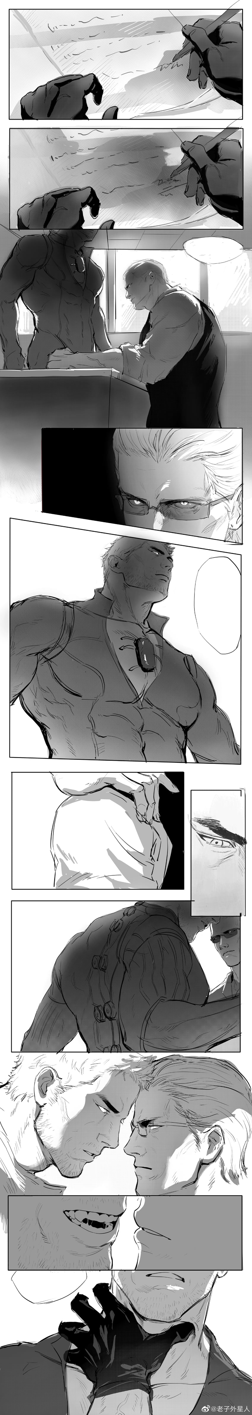 chris redfield and albert wesker (resident evil and 1 more) drawn by laoziwai_xingren