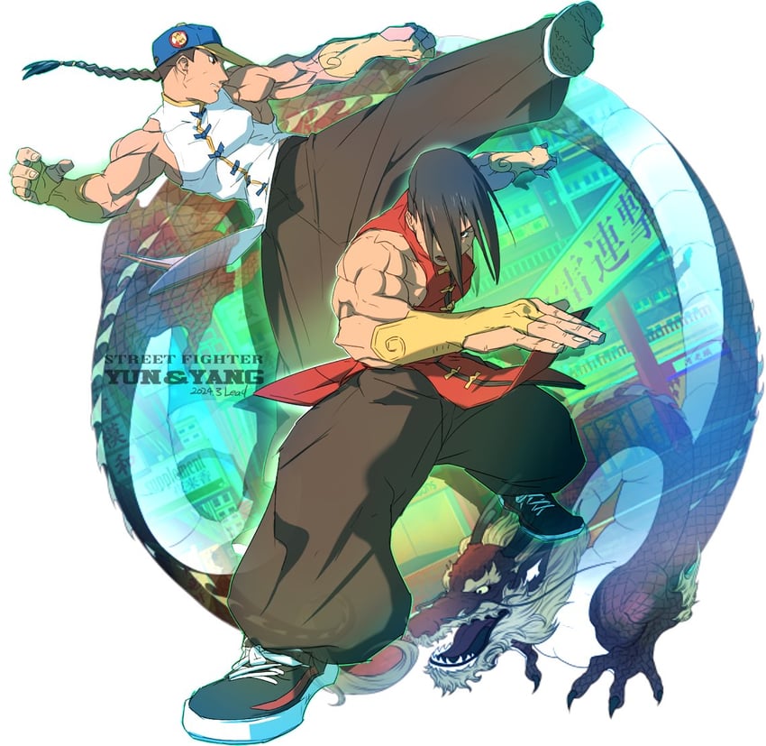 yun lee and yang lee (street fighter and 1 more) drawn by osanpogakari