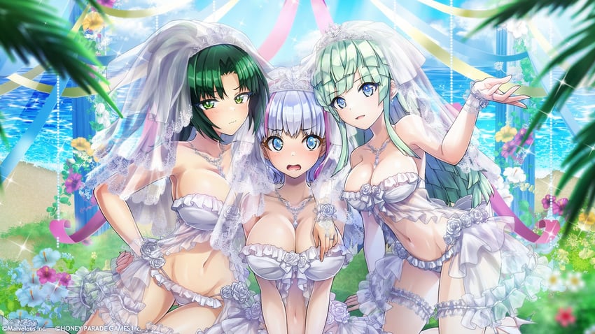 harunami anri, kukuri tomo, and selena lewis (dolphin wave) drawn by ootomo_takuji