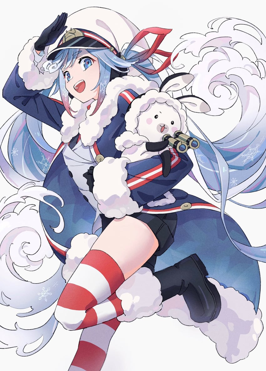 hatsune miku, yuki miku, and rabbit yukine (vocaloid) drawn by mele_ck