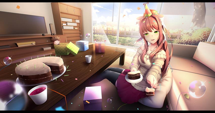 monika (doki doki literature club) drawn by tsukimaru