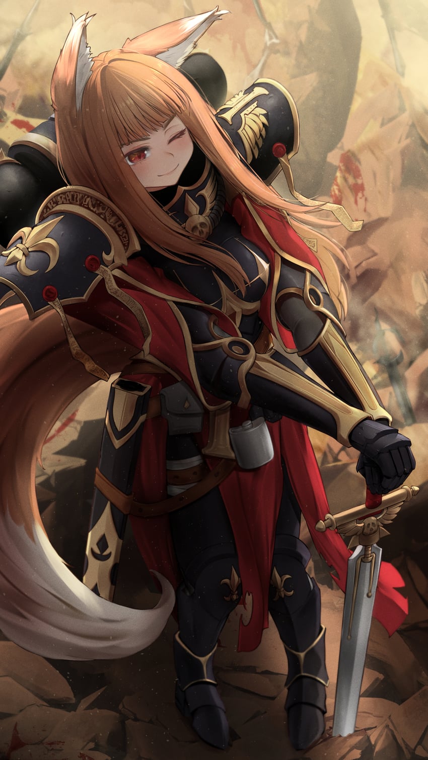 holo and adepta sororitas (spice and wolf and 1 more) drawn by braco