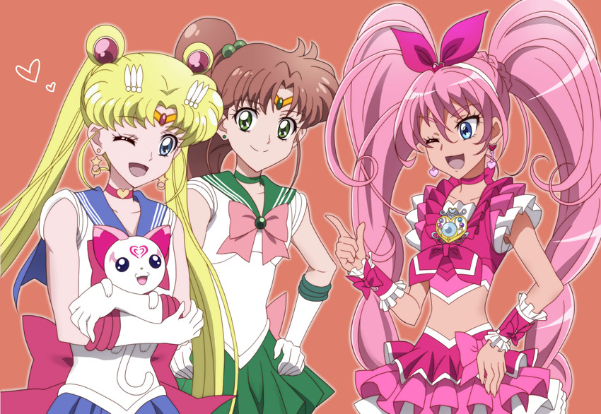 tsukino usagi, sailor moon, houjou hibiki, kino makoto, sailor jupiter, and 4 more (precure and 4 more) drawn by onomekaman