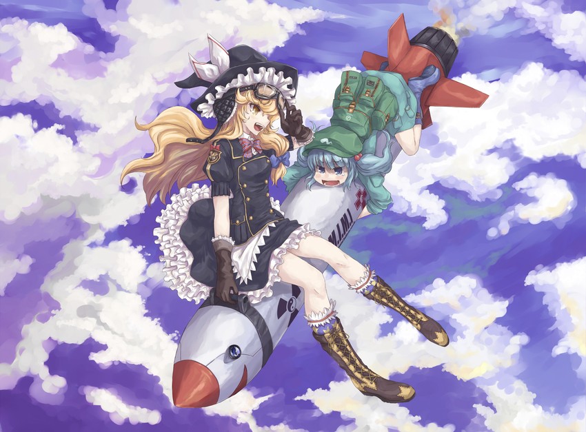 kirisame marisa, kawashiro nitori, and mimi-chan (touhou) drawn by mumulatte