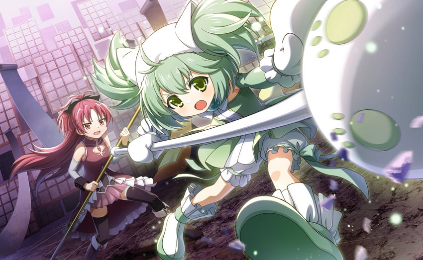 sakura kyoko and chitose yuma (mahou shoujo madoka magica and 2 more)