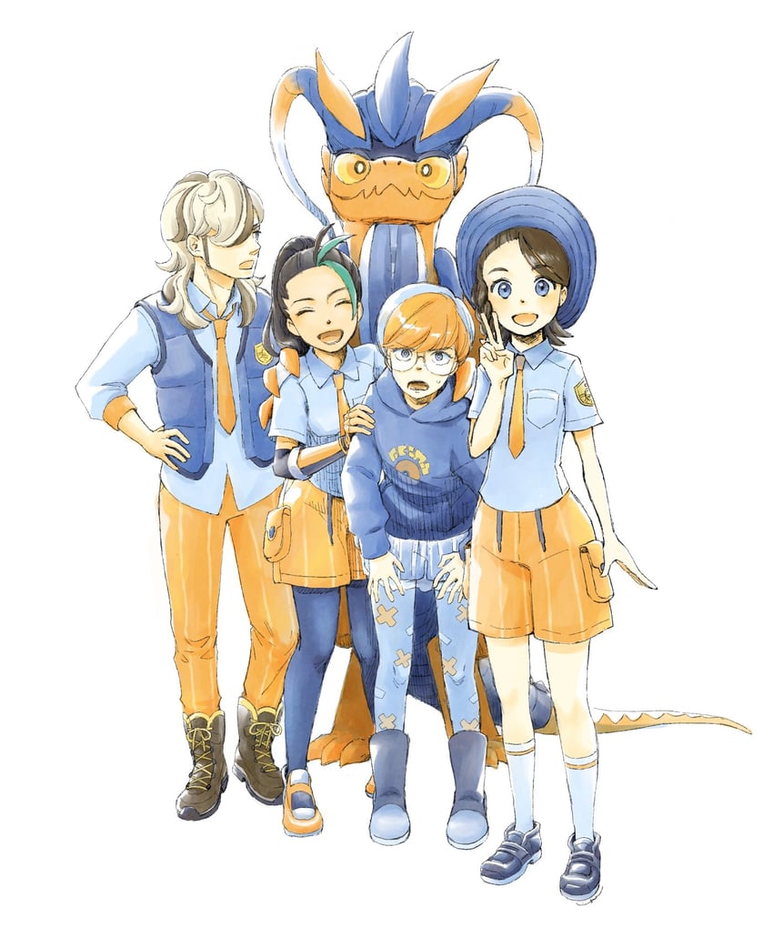 juliana, nemona, penny, arven, and koraidon (pokemon and 1 more) drawn by wanimi