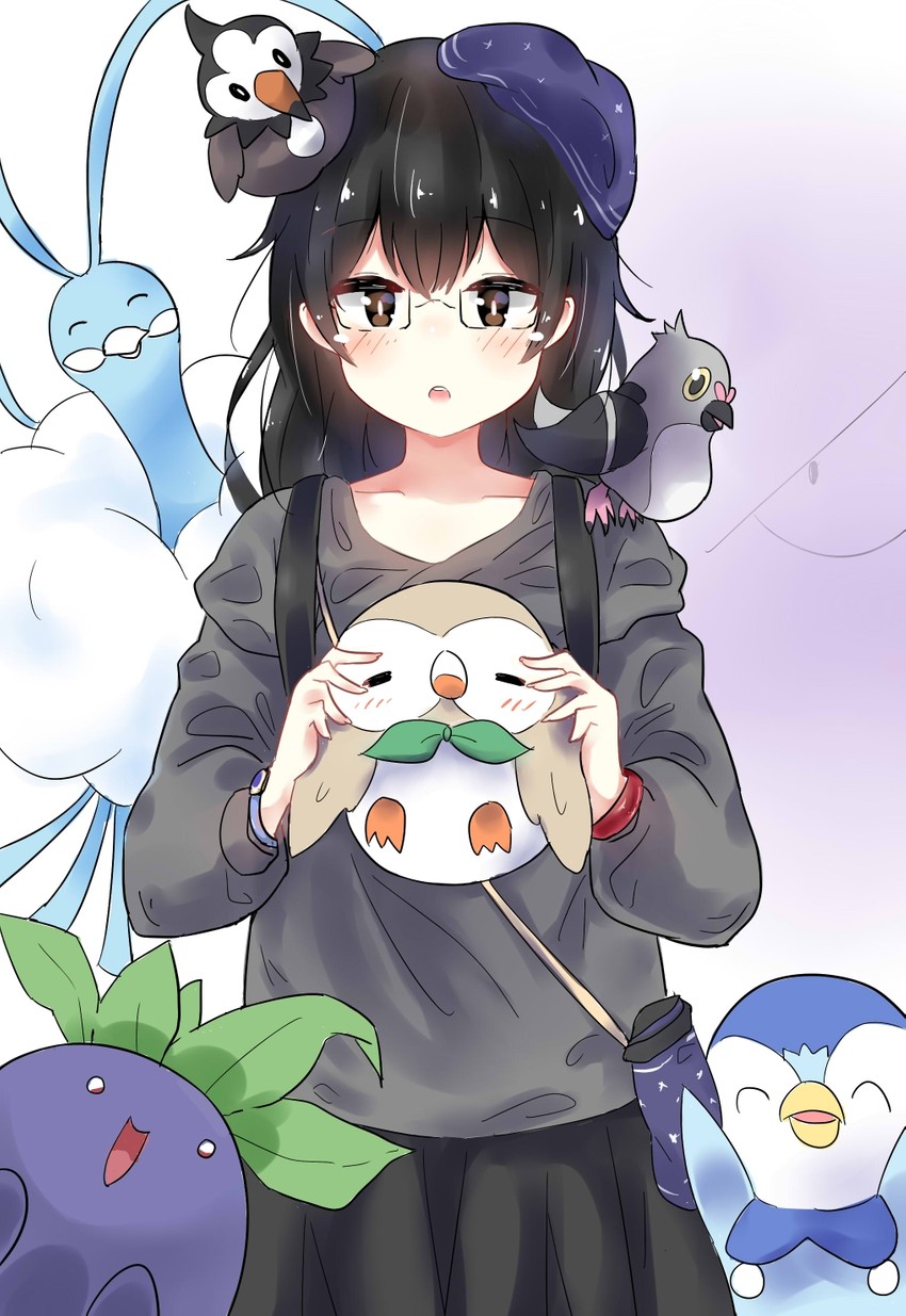 rowlet, piplup, altaria, oddish, starly, and 1 more (pokemon) drawn by dreamsun