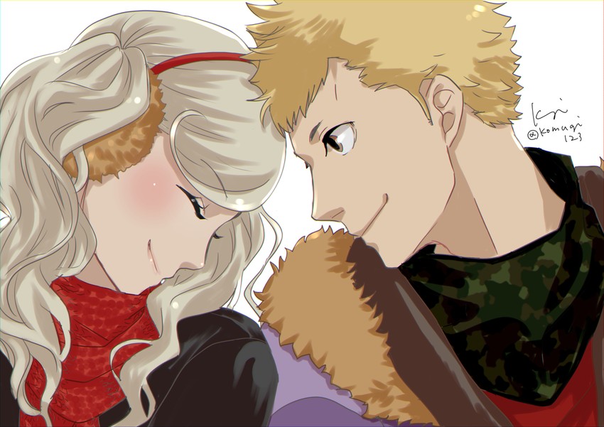 takamaki anne and sakamoto ryuuji (persona and 1 more) drawn by komugi_(mugiwaraclub)