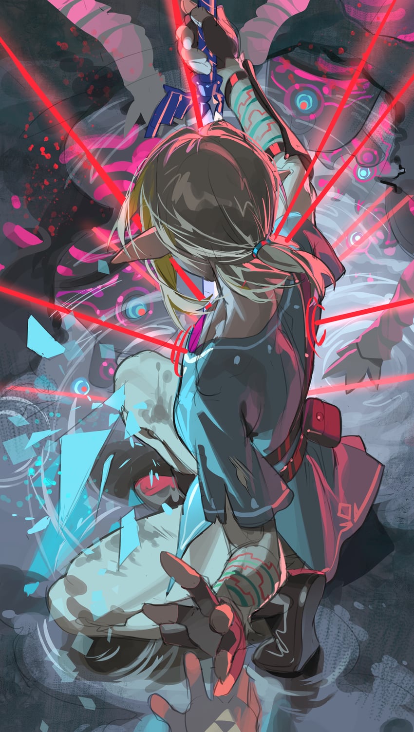 link and guardian (the legend of zelda and 1 more) drawn by omurice_(304975636)