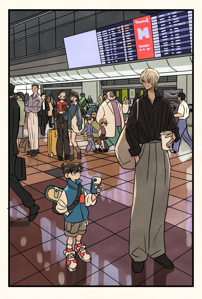 edogawa conan, haibara ai, amuro tooru, mouri ran, yoshida ayumi, and 5 more (meitantei conan) drawn by takeuchi_ryousuke