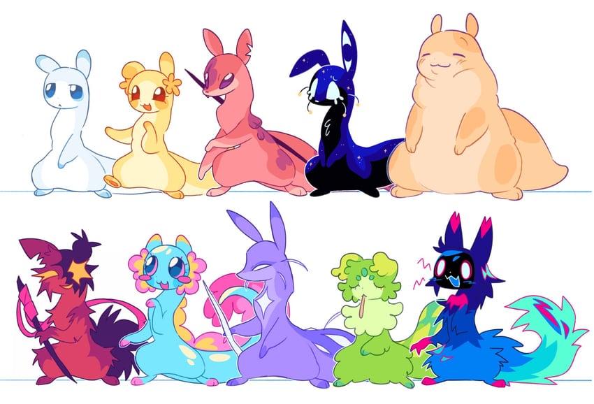 survivor, spearmaster, rivulet, artificer, hunter, and 5 more (rain world) drawn by skittyplush