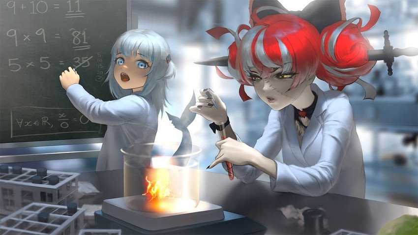 gawr gura and kureiji ollie (hololive and 2 more) drawn by infi