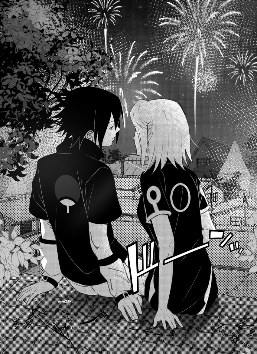 haruno sakura and uchiha sasuke (naruto) drawn by niku_(ni23ku)