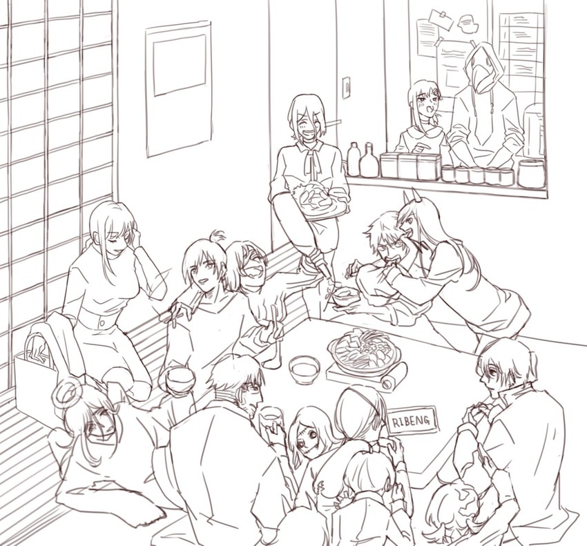 makima, power, denji, reze, higashiyama kobeni, and 10 more (chainsaw man) drawn by asutero92